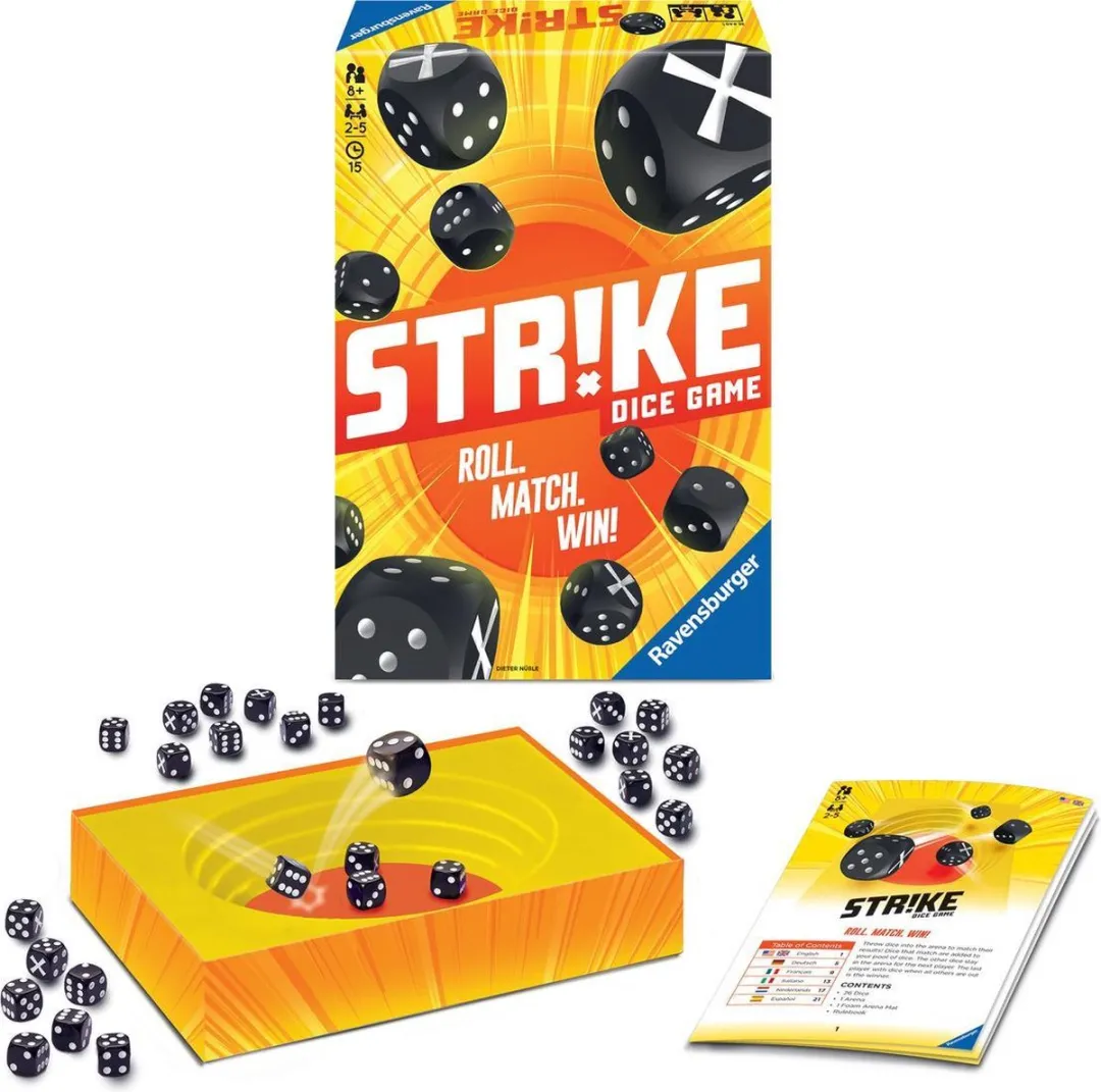 Ravensburger Strike Dobbelsteenspel - 26 Stenen - Multicolor - afbeelding 4 van 6