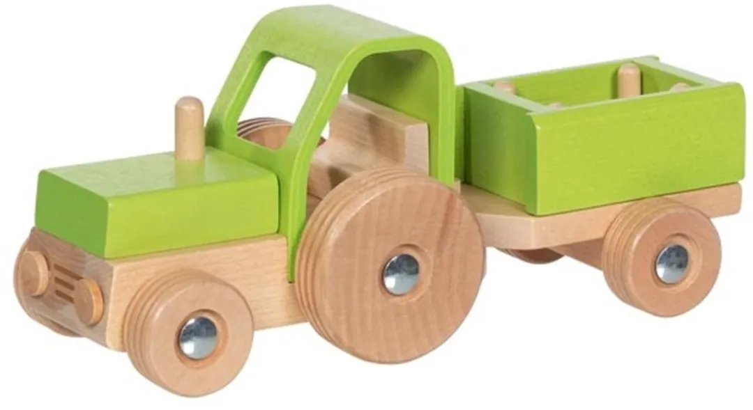 Goki Houten Tractor met Aanhangwagen GK55838