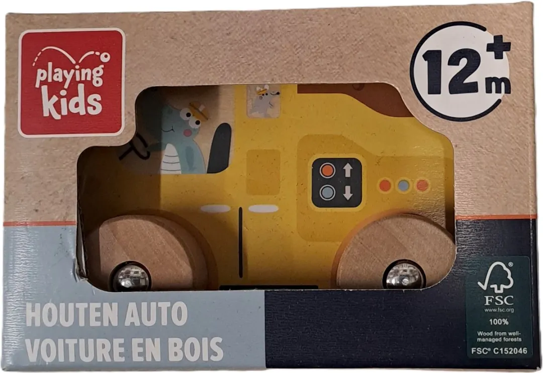 Playing Kids Houten Auto Geel