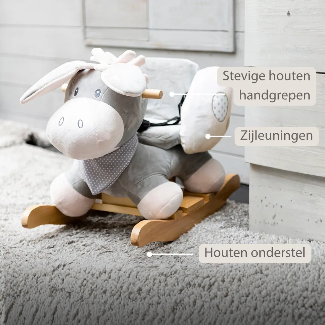 Nattou Cappuccino Hobbelpaard Ezel 60cm - Grijs/Beige