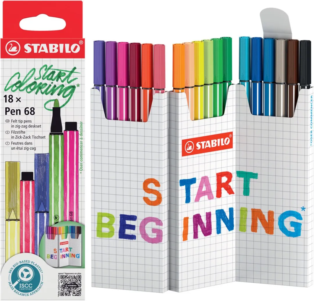 STABILO Pen 68 Premium Viltstift Desk Set - 18 Stuks