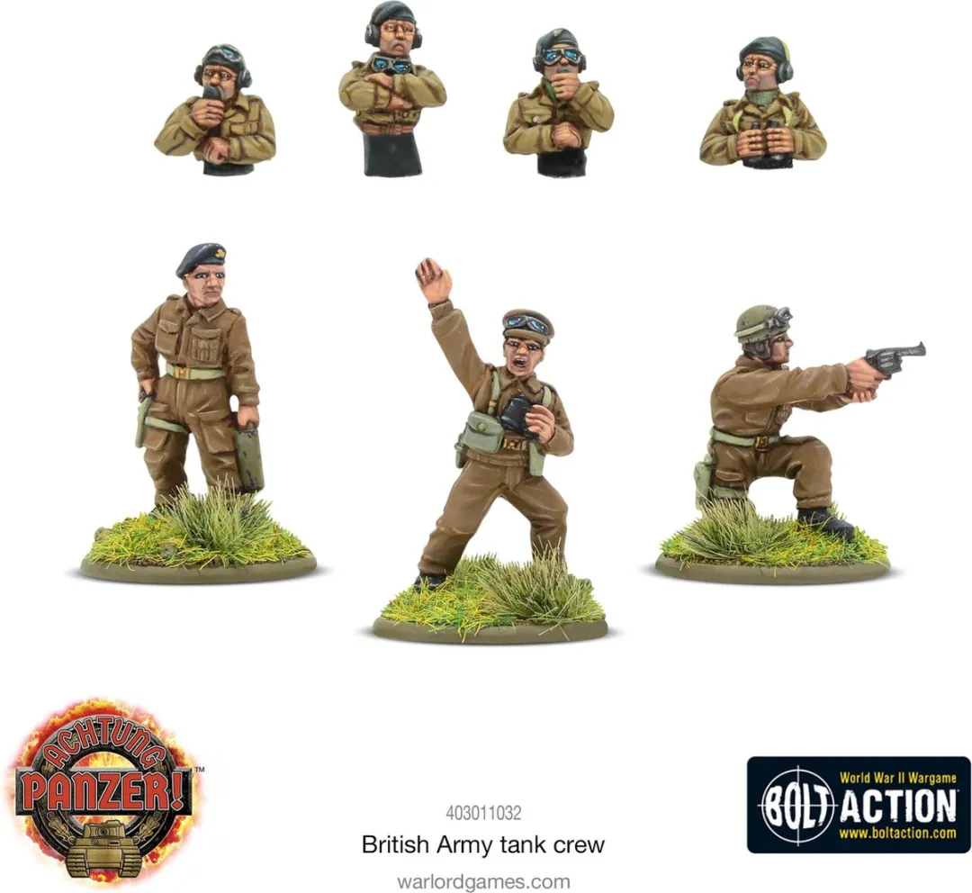 Warlord Games Achtung Panzer! British Army Tank Crew - 7 Onderdelen