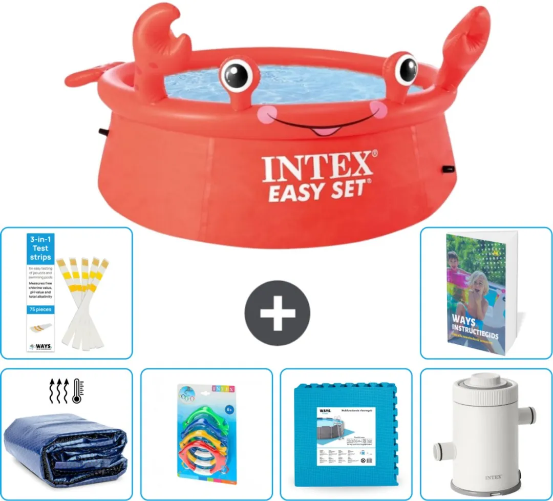 Intex Easy Set Rond Zwembad 183x51cm - 880L - Rood - 7-delig