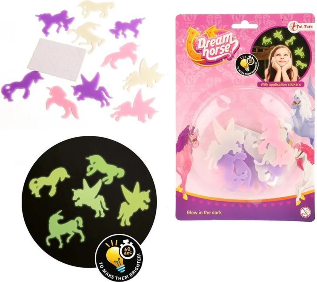 Toi-Toys Glow in the Dark Eenhoorn Stickers - Roze