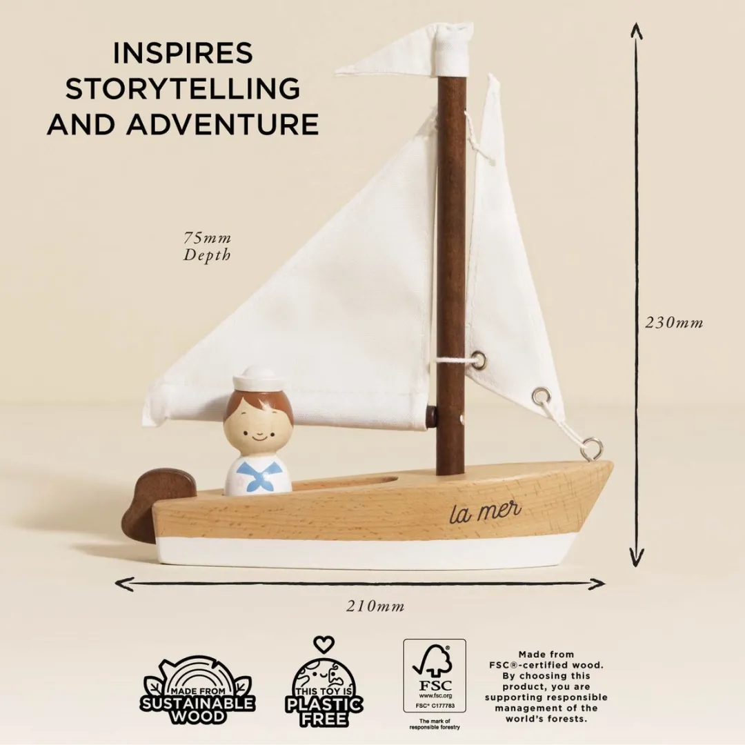 Le Toy Van TV810 Houten Zeilboot - Meerkleurig