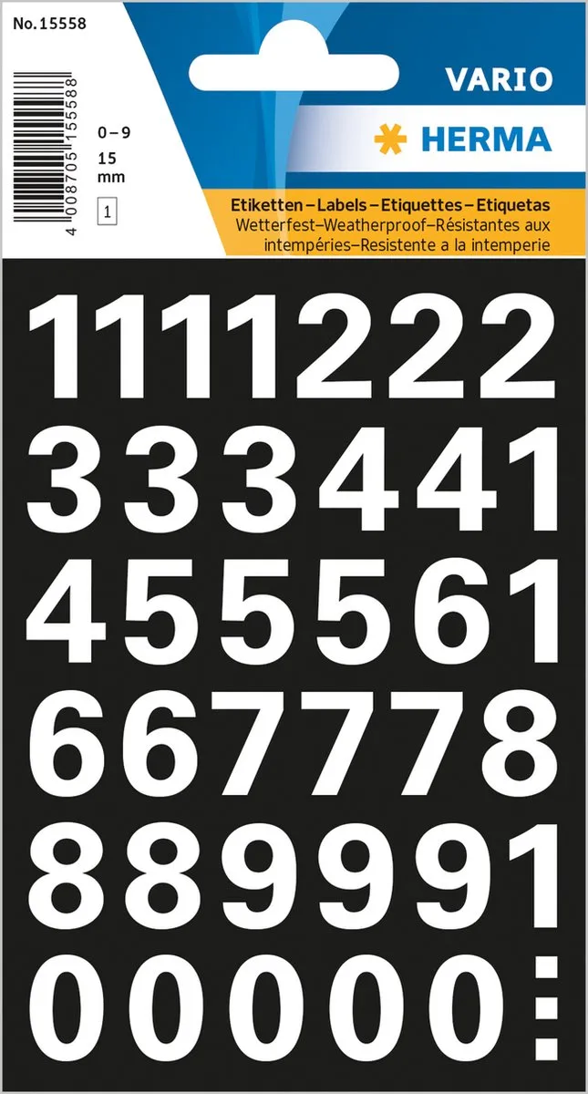 Herma Stickervel Cijfers 0-9 Wit 15mm