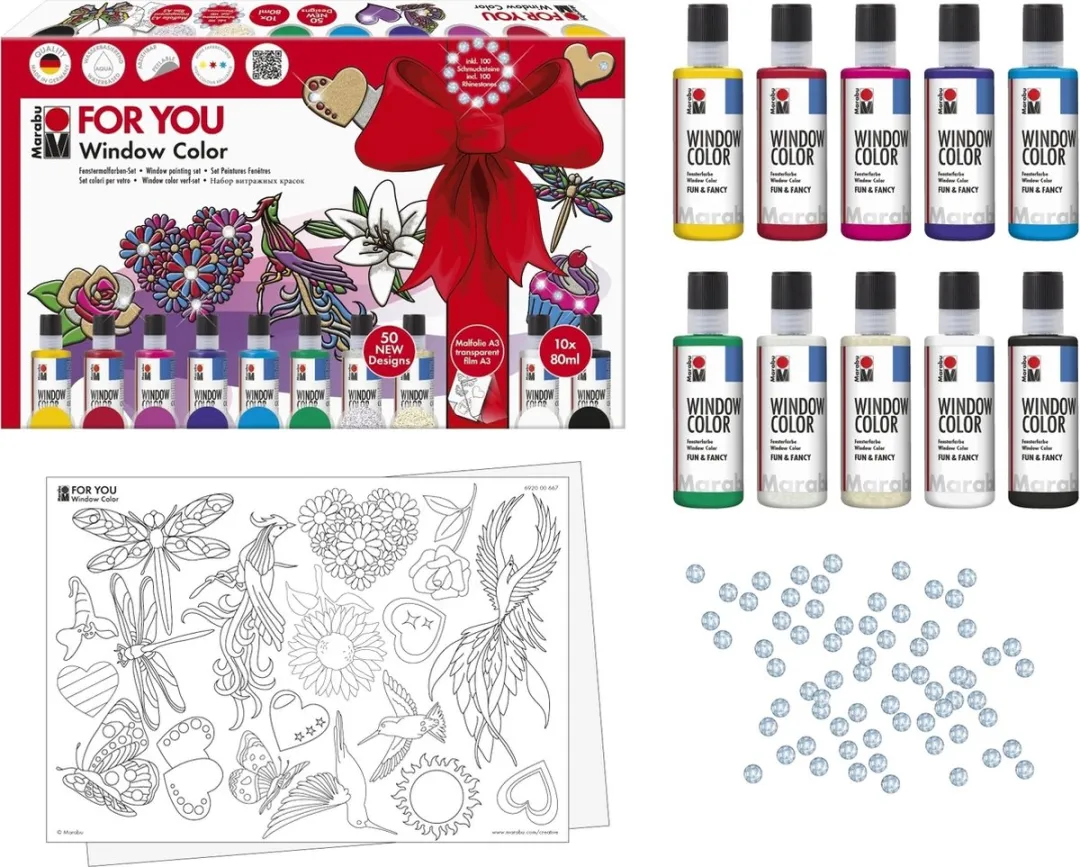 Marabu For You Raamverf - 10 Kleuren 80ml - afbeelding 2 van 3