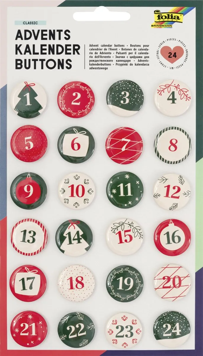 Folia Metalen Adventskalenderknoppen Klassiek