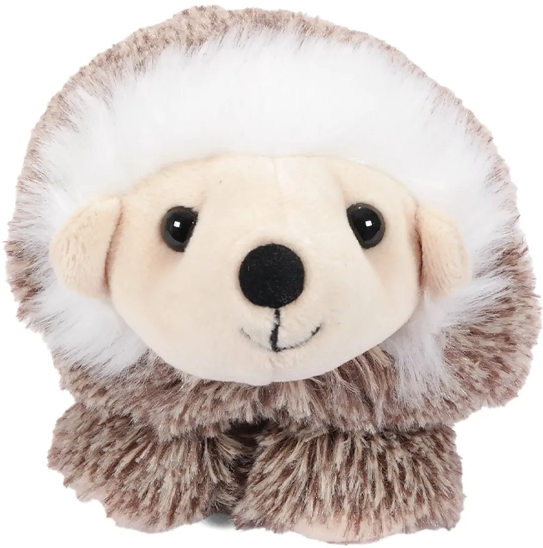 PIA Pluche Knuffel Egel Balvorm - 15cm - Wit/Crème/Bruin-Zwart