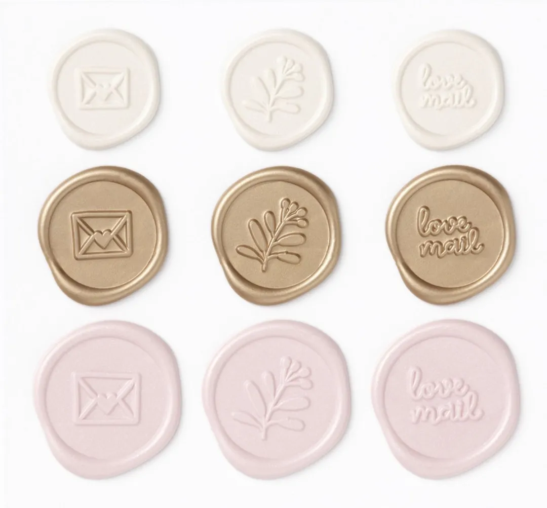 Folia Zegel-Stickers Romantic - 9 Stuks - Crème/Bruin/Roz