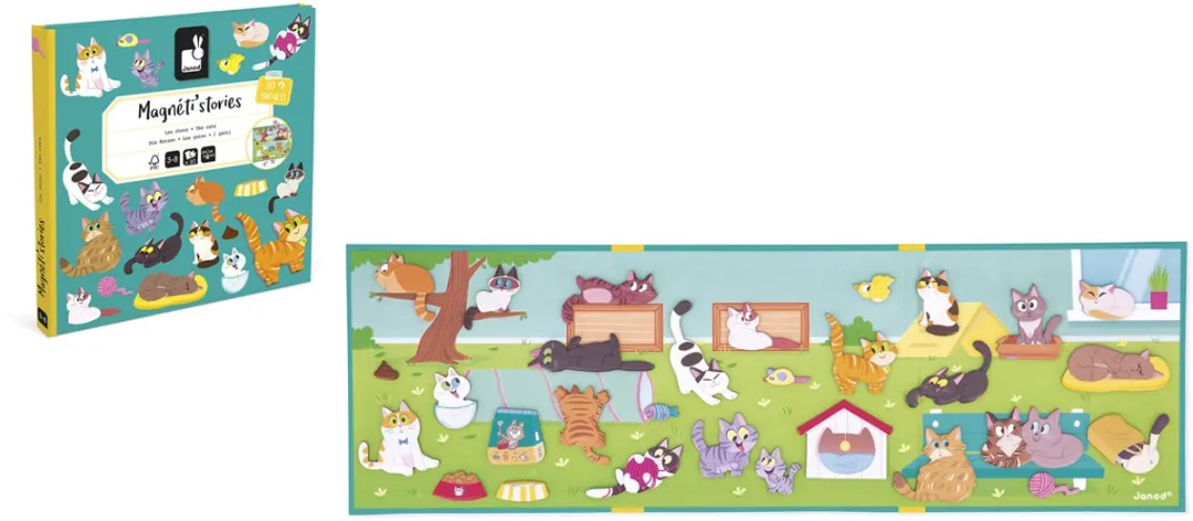 Janod Magneti Stories Katten - Educatieve Magneetset 30 Magneten - 11.5444
