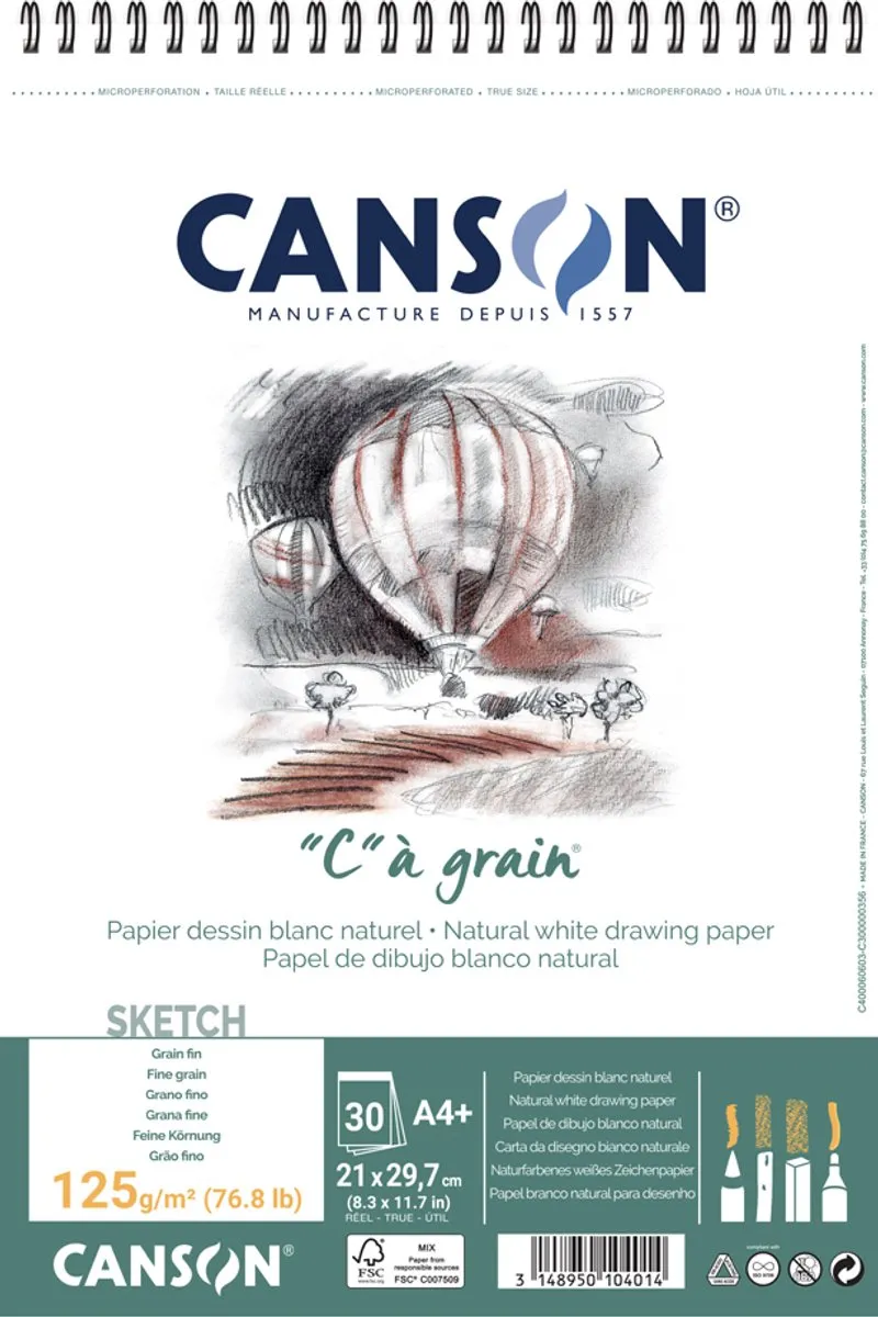 Canson Schetsblok Spiraal A3 125g/m²