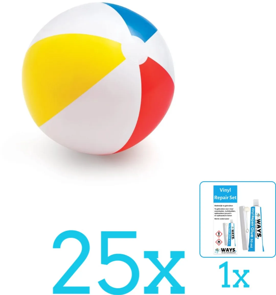Intex Opblaasbare Strandbal Glossy 51cm - 25-delig - Multicolor