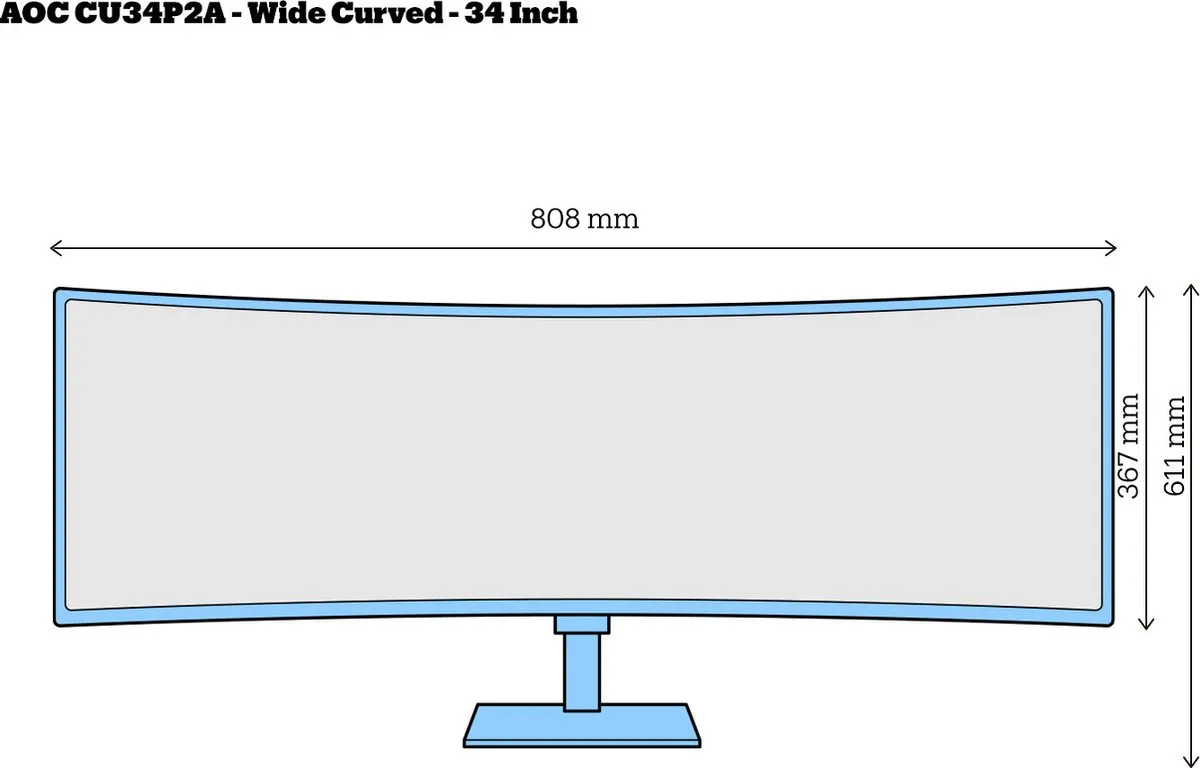 AOC CU34P2A - QHD Curved Ultrawide Monitor - 34 Inch