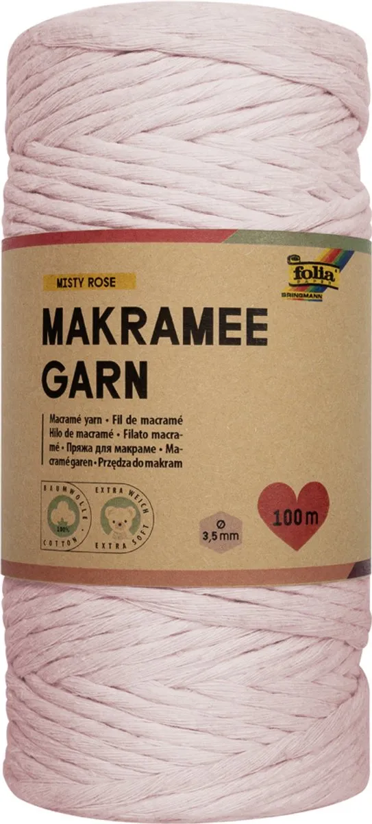 Folia Macramé-touwgaren Zacht Groen 100m
