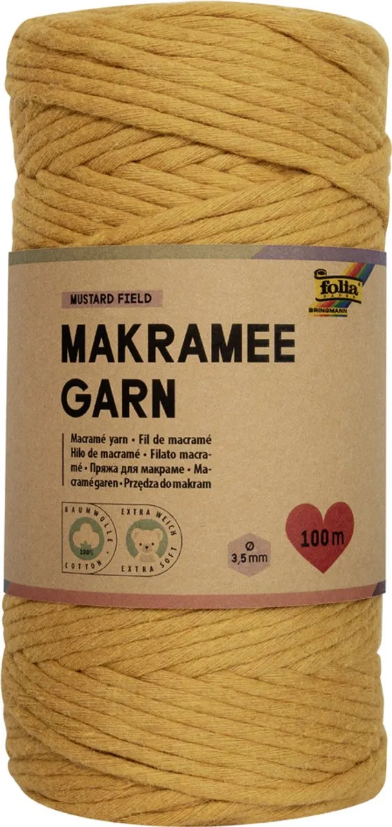 Folia Macramé-touwgaren Zacht Groen 100m