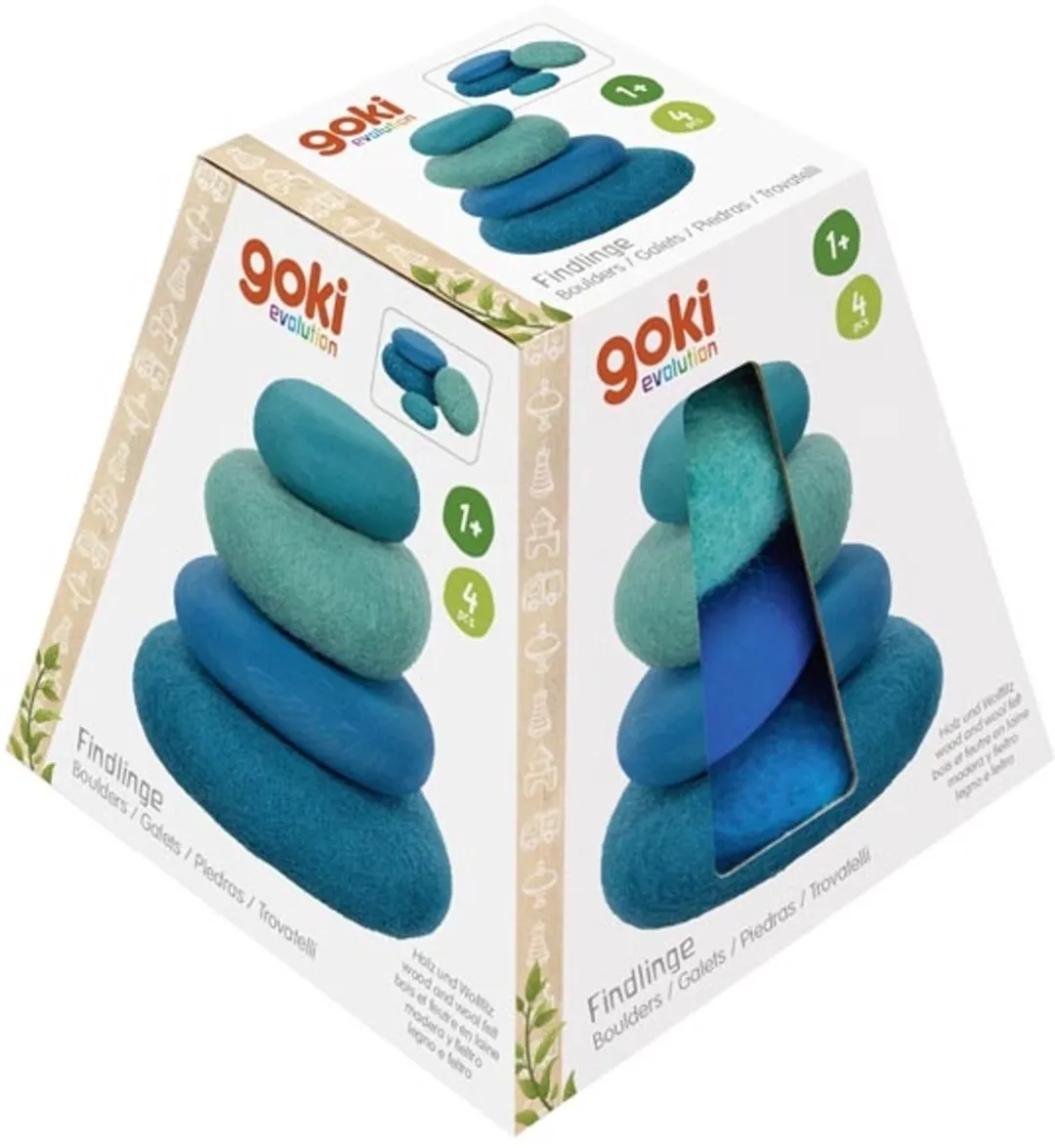 Goki Stapelspeelgoed Rotsblokken Hout & Wollen Vilt - 1 Jaar