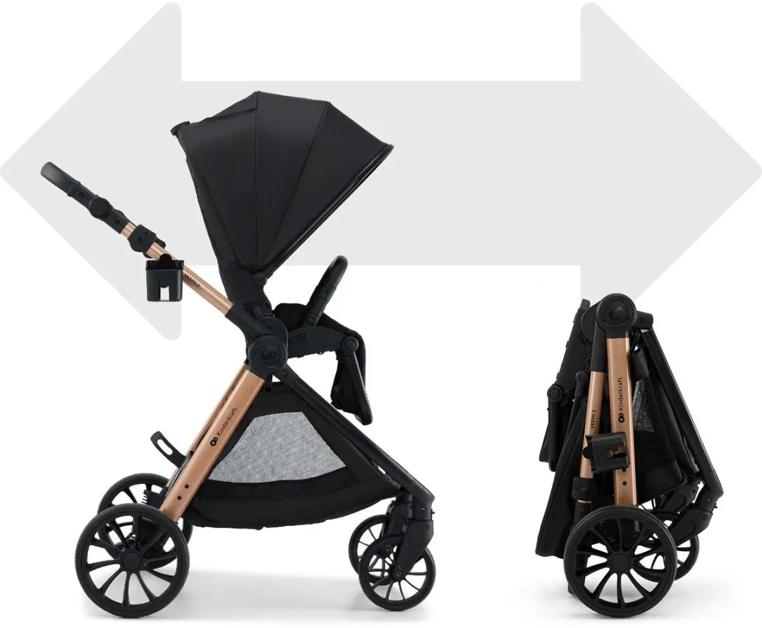 KinderKraft VESTO 2 Buggy - Omkeerbare zitting 5-puntsgordel - Zwart