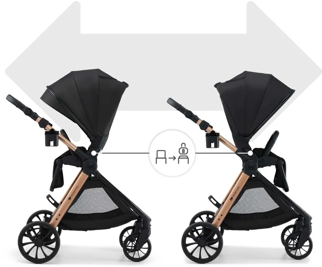 KinderKraft VESTO 2 Buggy - Omkeerbare zitting 5-puntsgordel - Zwart