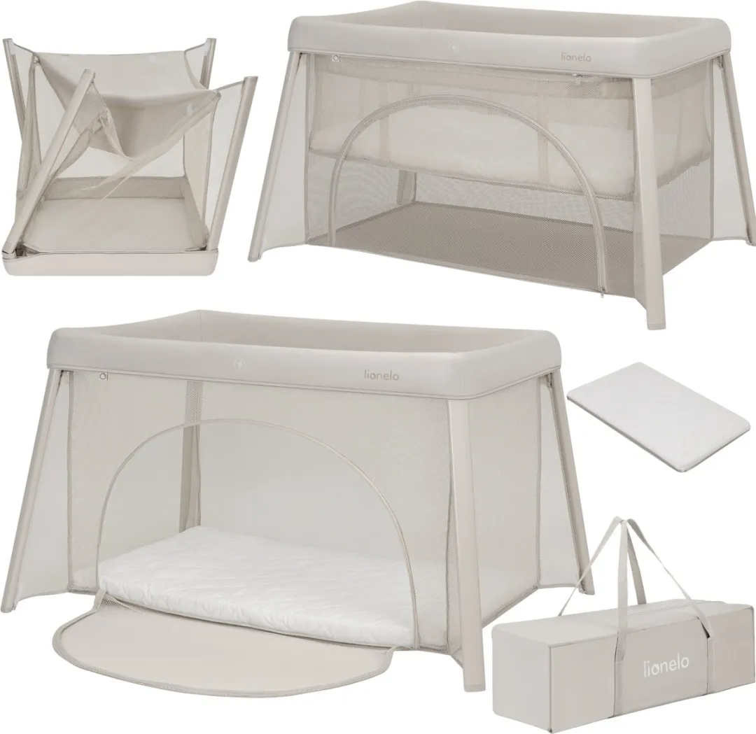 Lionelo Mila 2-in-1 Reisbedje Beige - Lichtgewicht met Matras