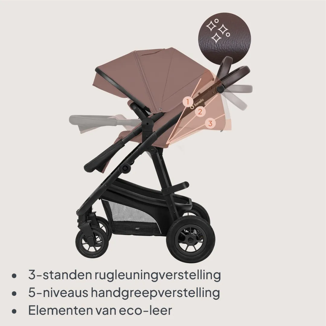 Lionelo Bianka Kinderwagen 3-in-1 - Reiswieg/Wandelwagen/Autostoel - 0-22kg - Beige Bruin