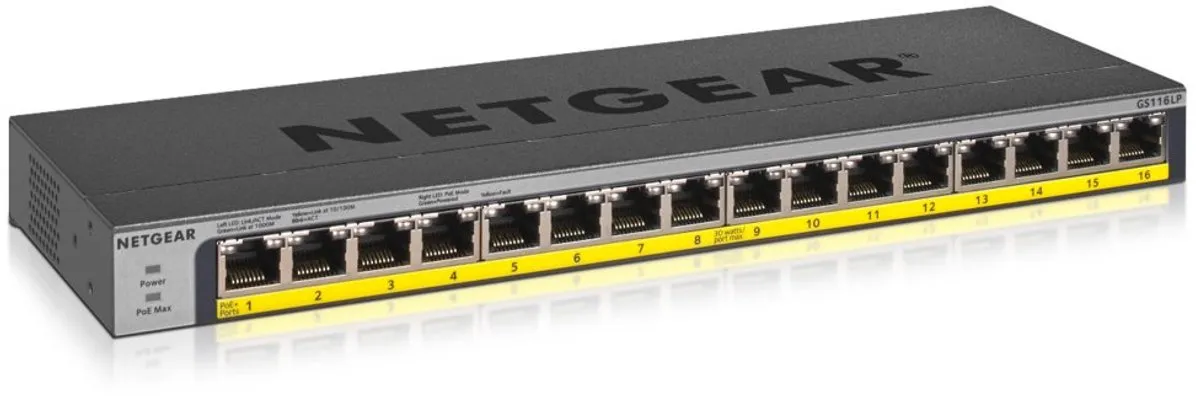 Netgear GS116LP Unmanaged PoE Switch 16 Poorten - 76W