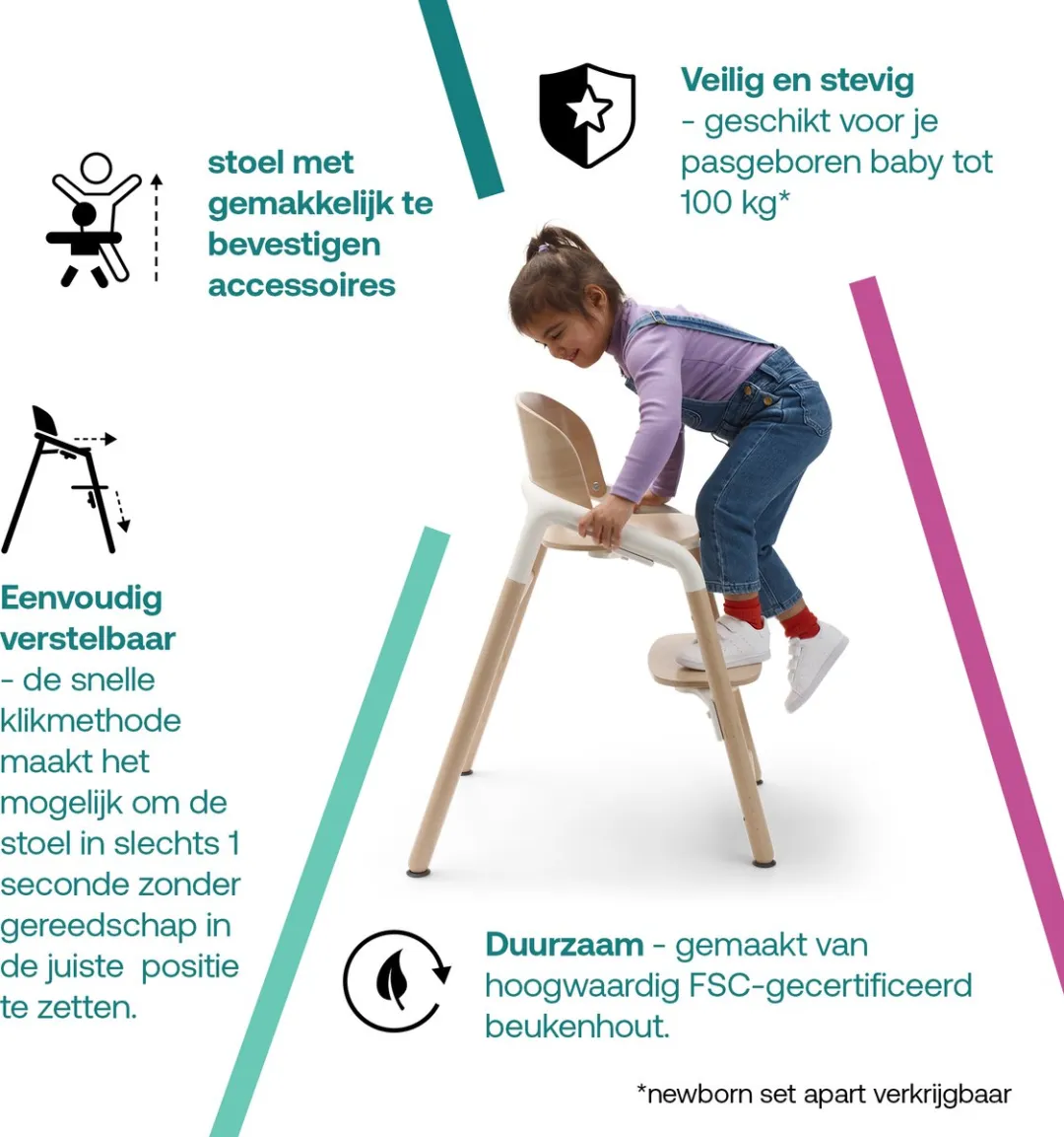Bugaboo Giraffe Kinderstoel - Donker Hout/Grijs