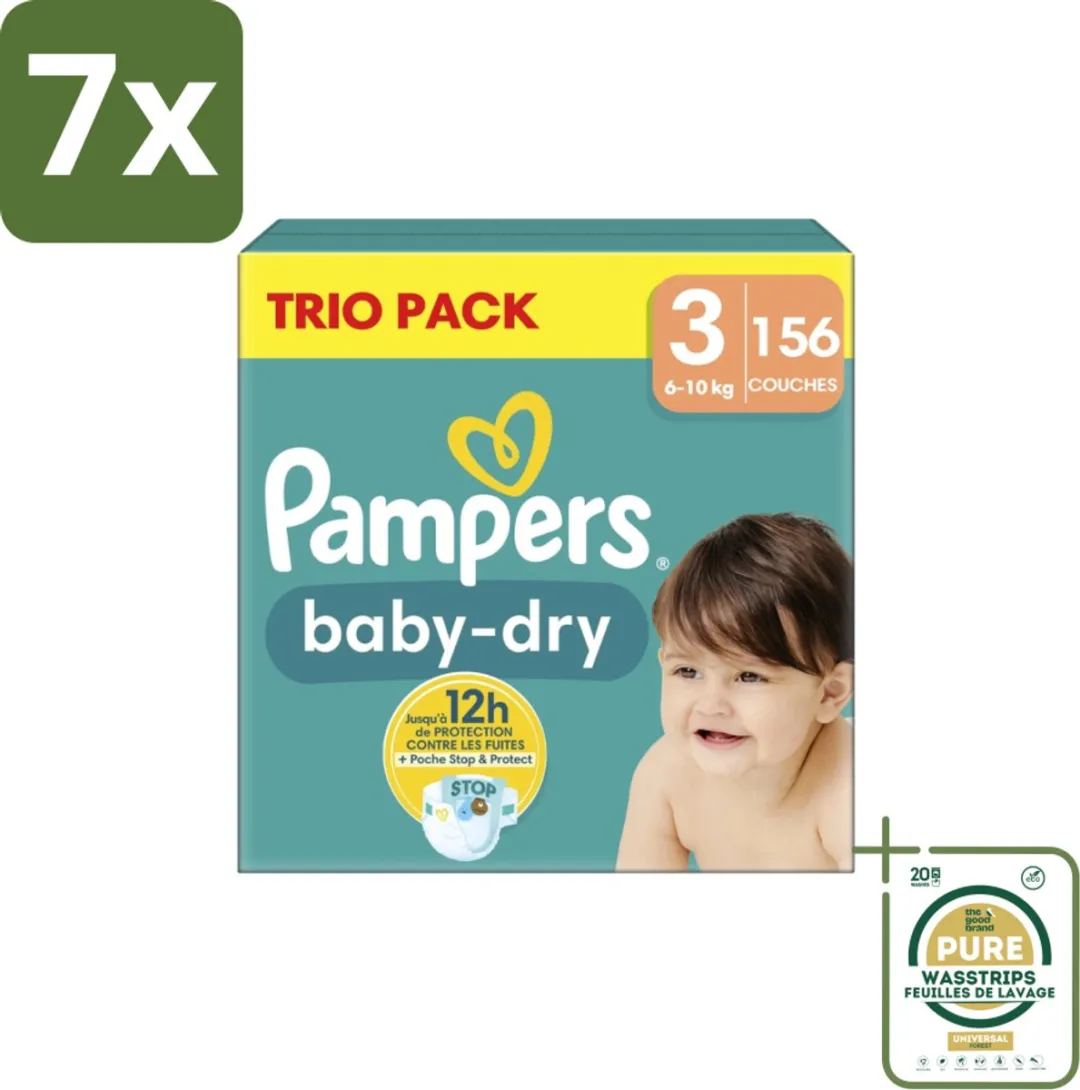 Pampers Baby-Dry Luiers Maat 3 156 Stuks - 7x22