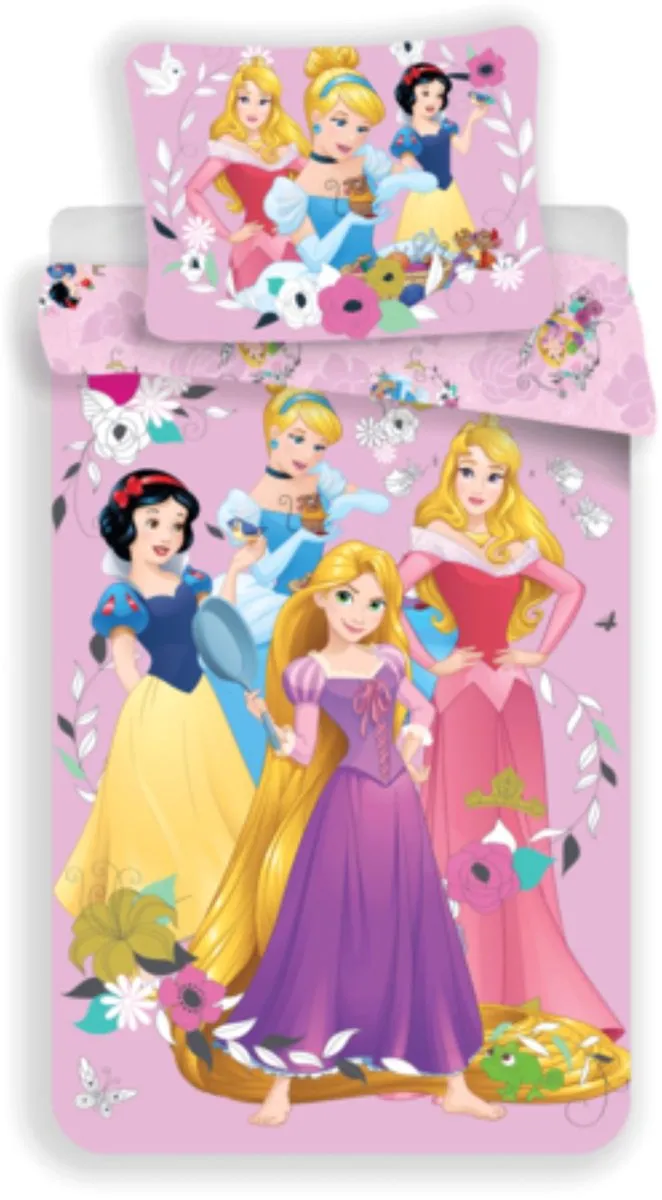 Princess Dekbedovertrek + Hoeslaken Eenpersoons - Roze