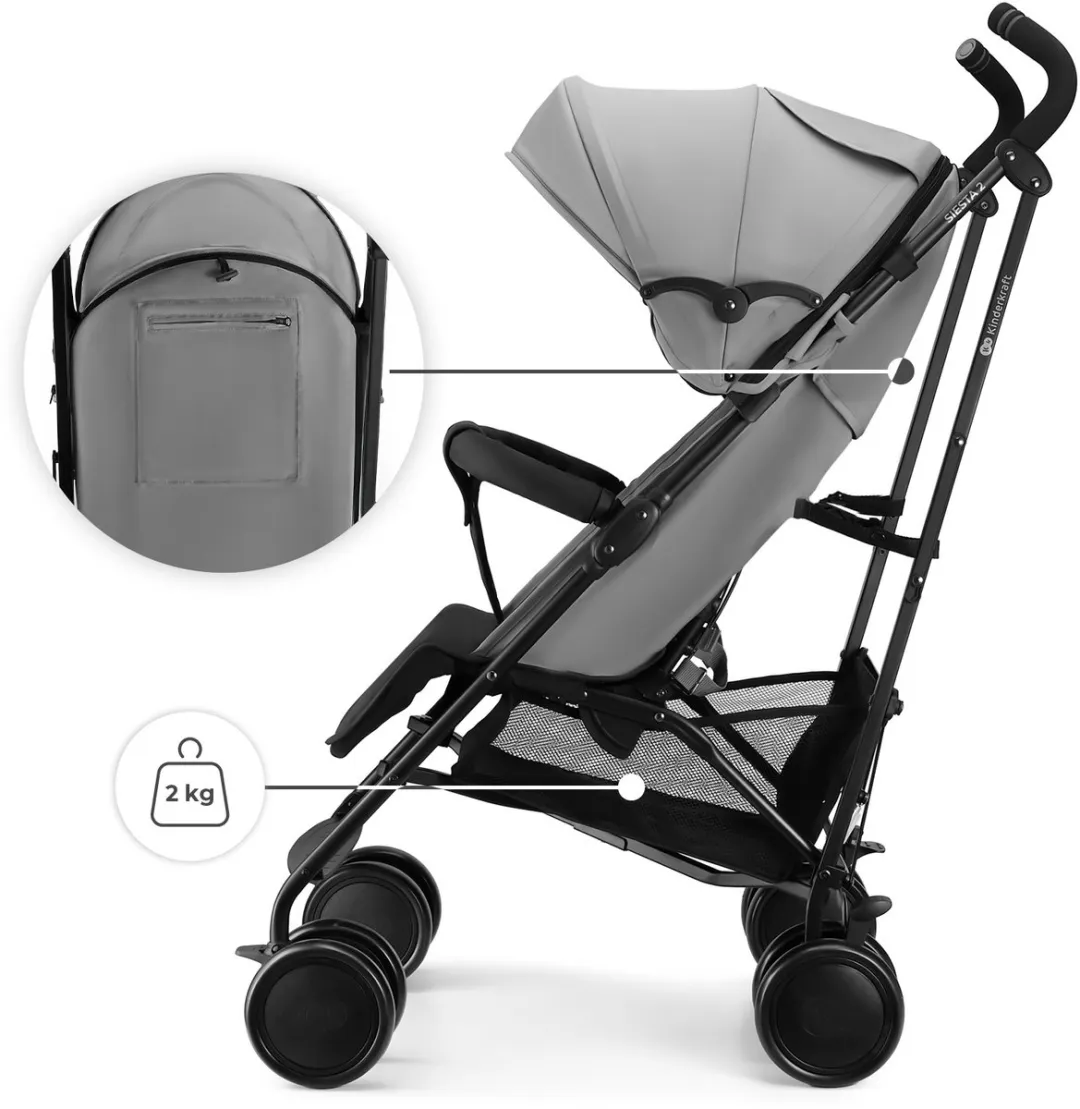 KinderKraft Siesta 2 Buggy - Lichtgewicht 7,9 kg - Grijs