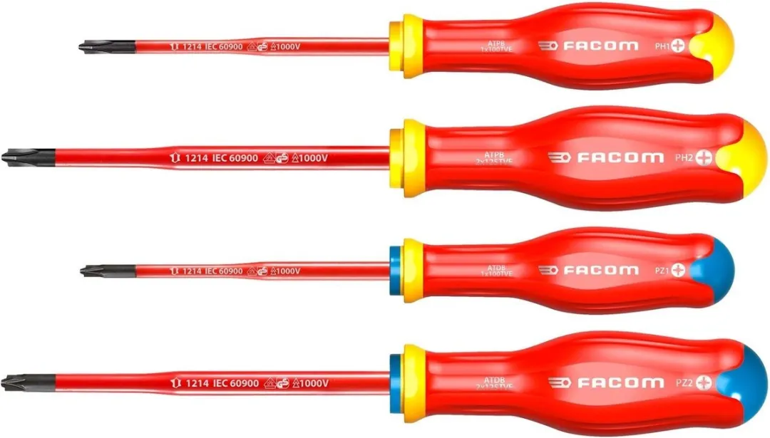 FACOM Protwist Borneo ATB.J4TVEPB Schroevendraaierset - 8 Stuks - Blauw/Geel/Rood