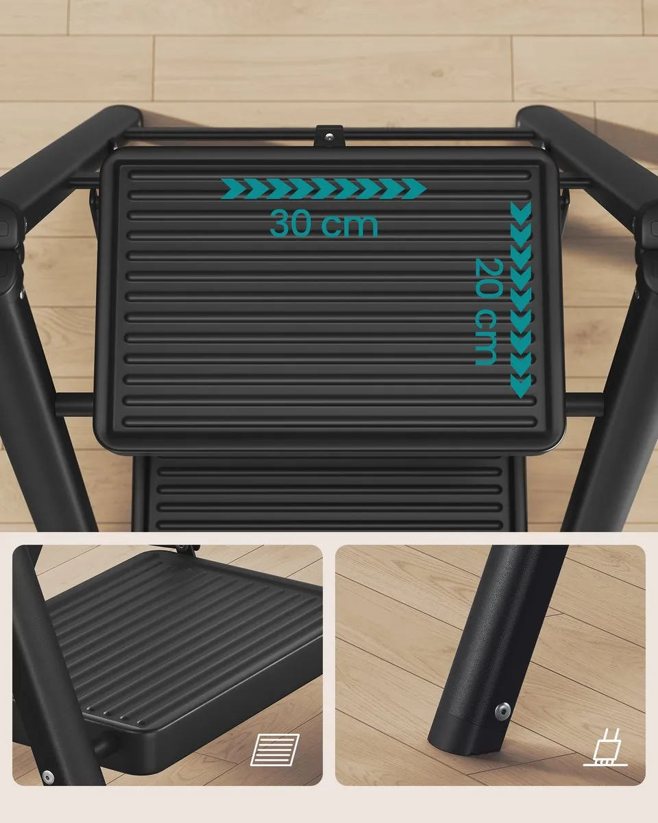 Songmics GSL102BZ01 Opvouwbare Trittleiter 2 Treden - Staal - 150 kg