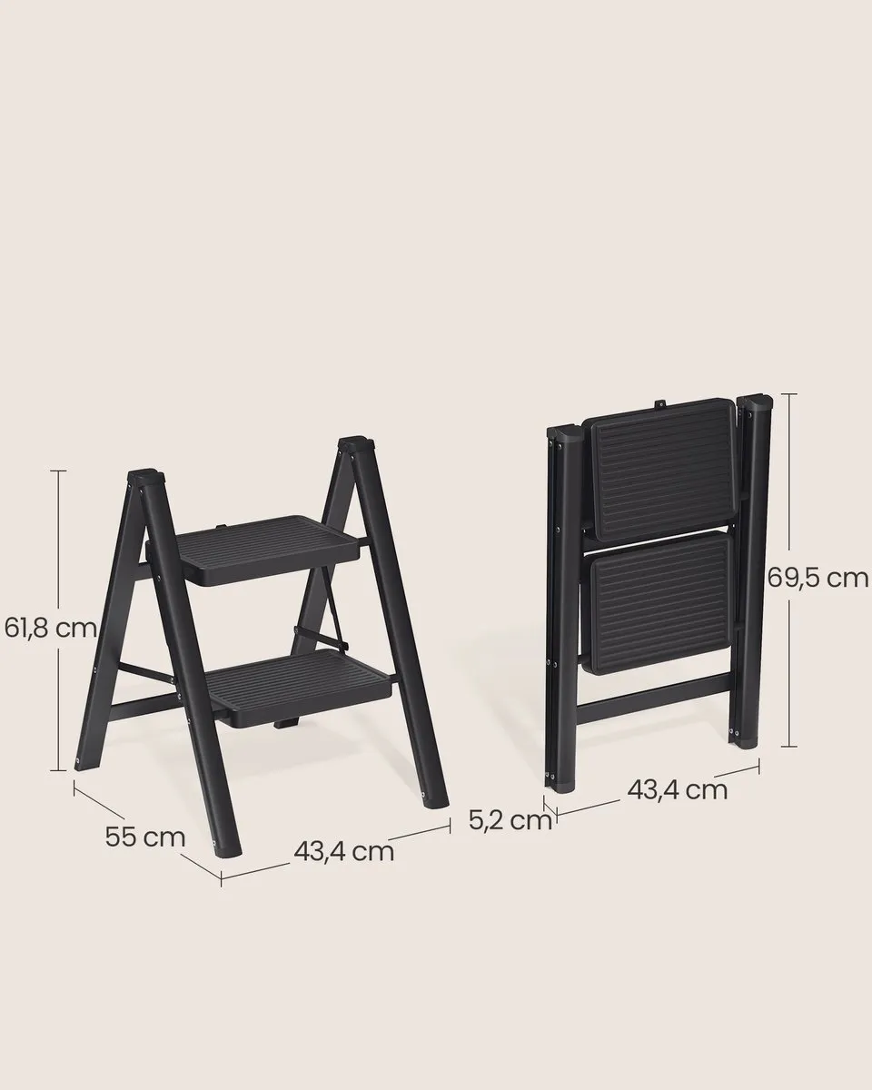 Songmics GSL102BZ01 Opvouwbare Trittleiter 2 Treden - Staal - 150 kg - afbeelding 6 van 6