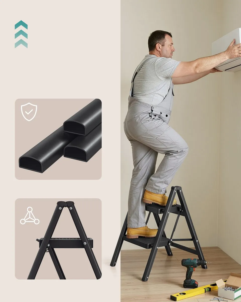 Songmics GSL102BZ01 Opvouwbare Trittleiter 2 Treden - Staal - 150 kg