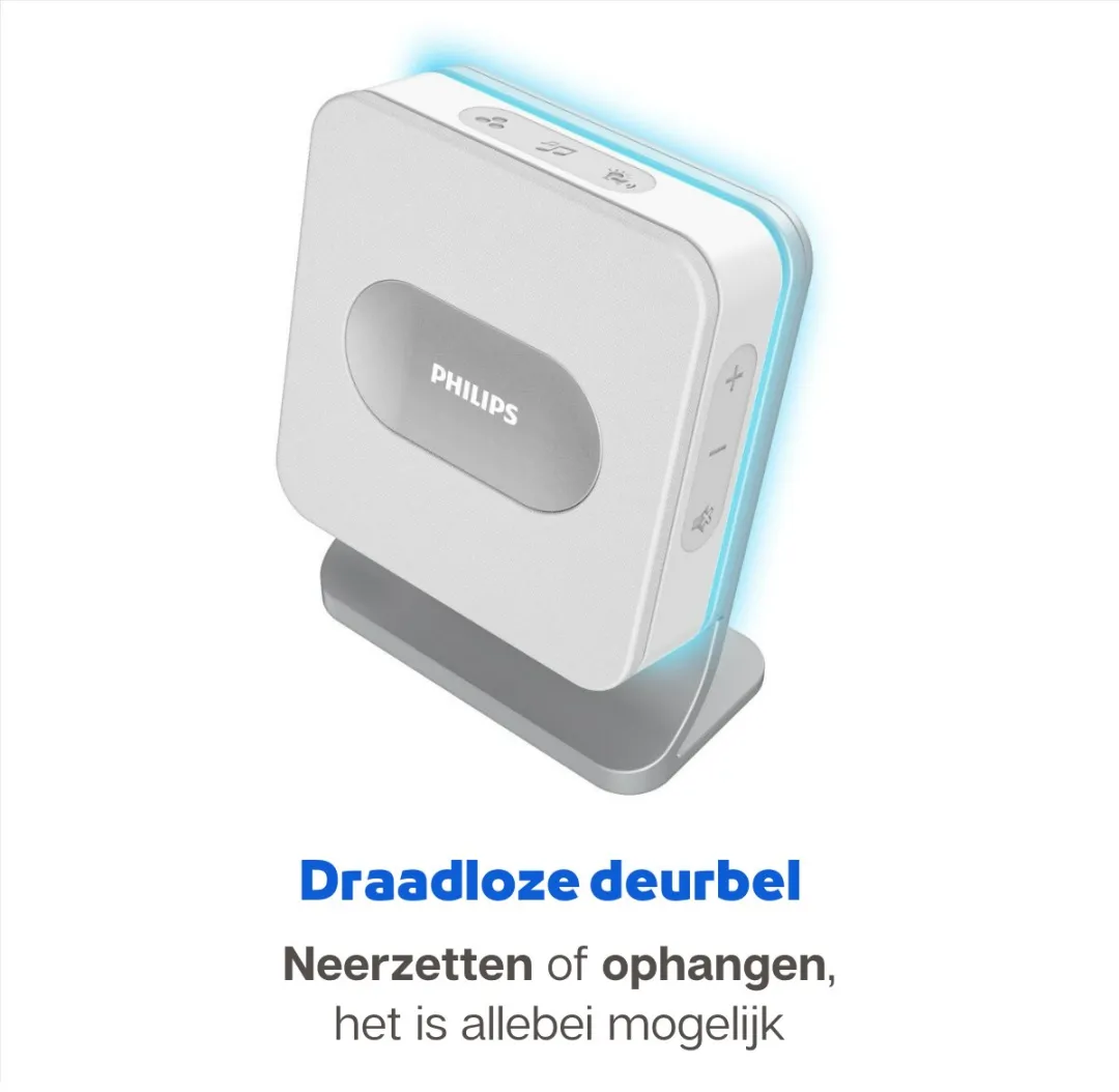 Philips Draadloze Deurbel DES7500DCH/10 - 1 Ontvanger - 8 Melodieën - Grijs/Wit