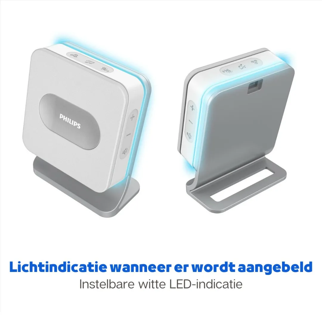 Philips Draadloze Deurbel DES7500DCH/10 - 1 Ontvanger - 8 Melodieën - Grijs/Wit