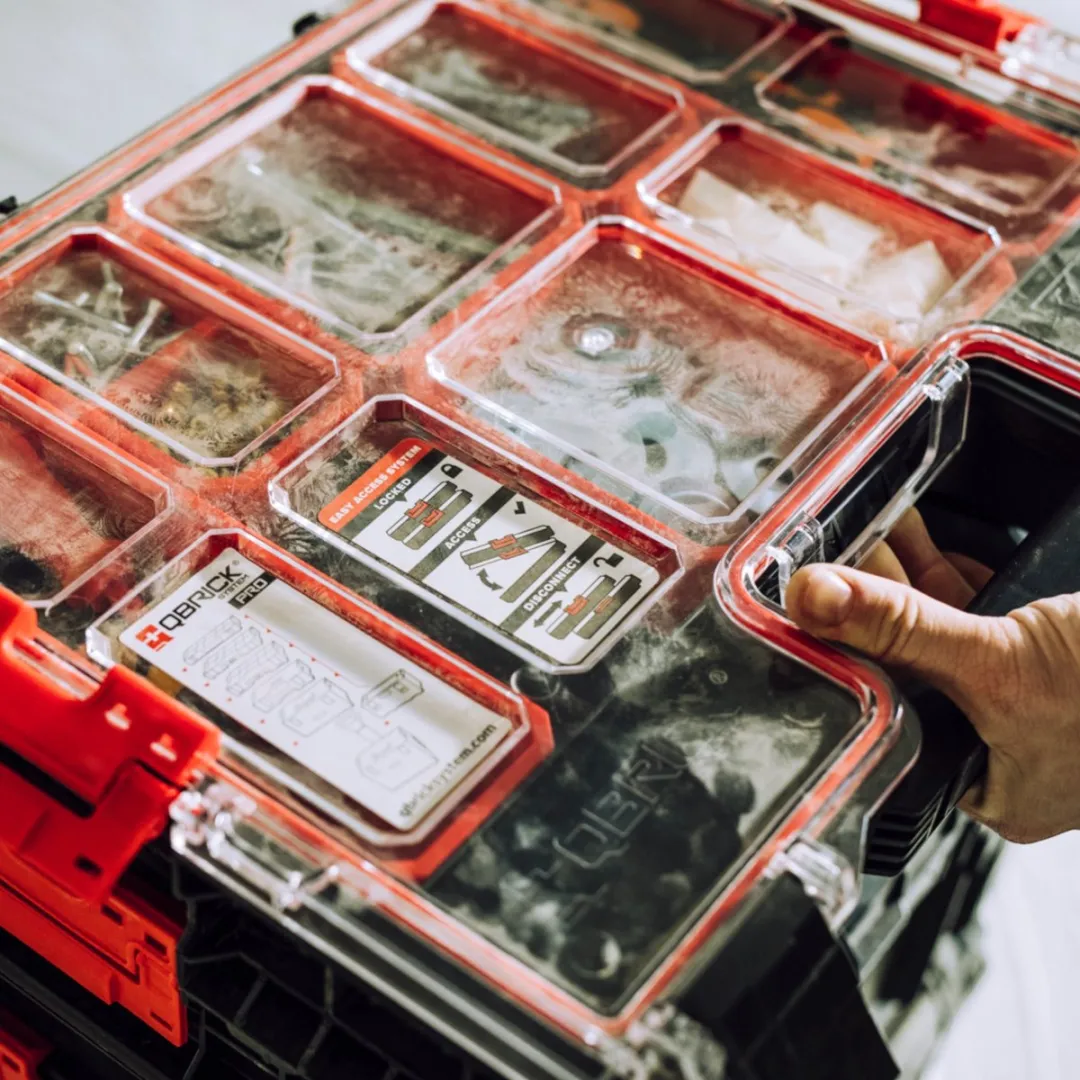 Toolbrothers RHINO L Organizer ECO - 8x Opbergdozen 9L - IP54 - Rood/Zwart - afbeelding 6 van 6