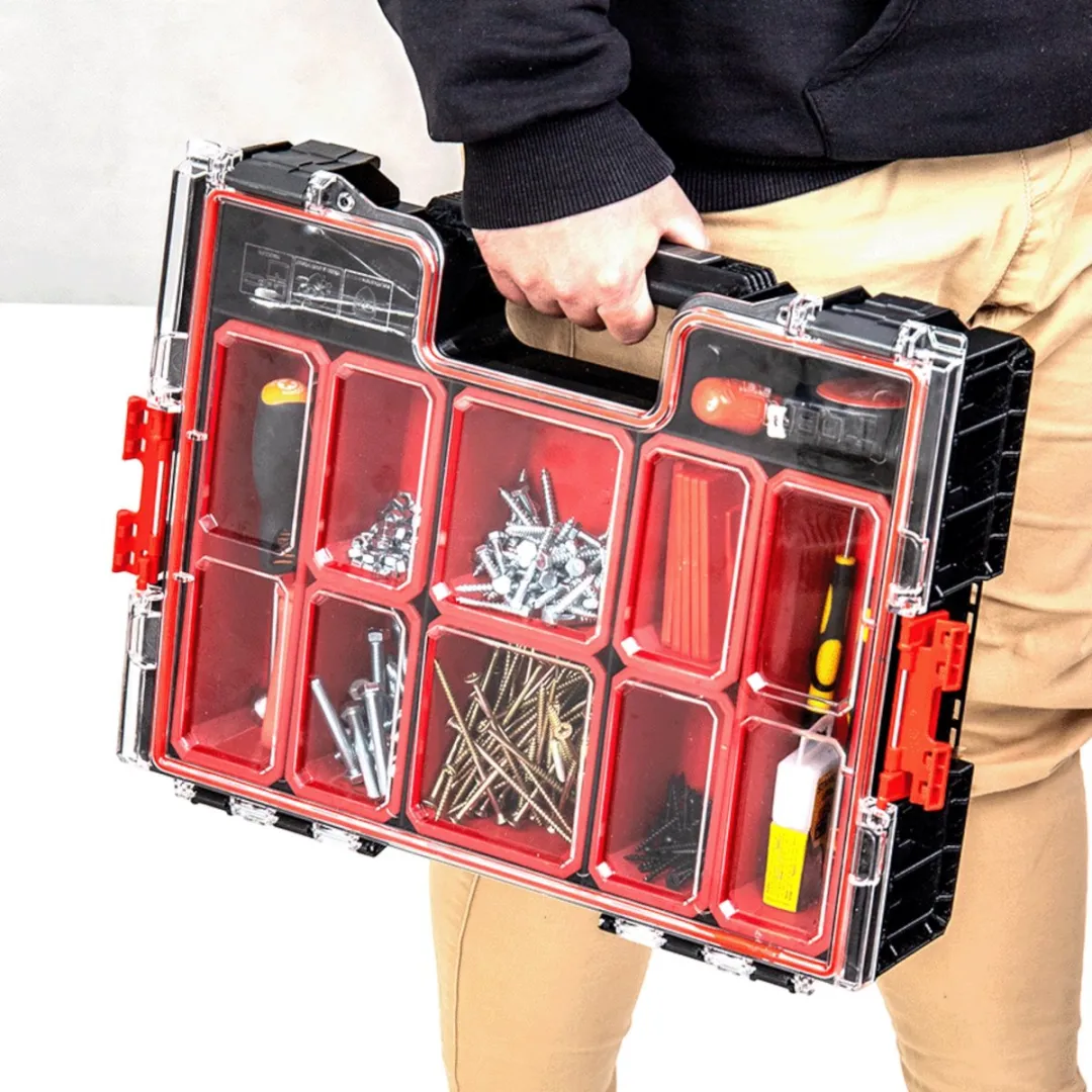 Toolbrothers RHINO L Organizer ECO - 8x Opbergdozen 9L - IP54 - Rood/Zwart