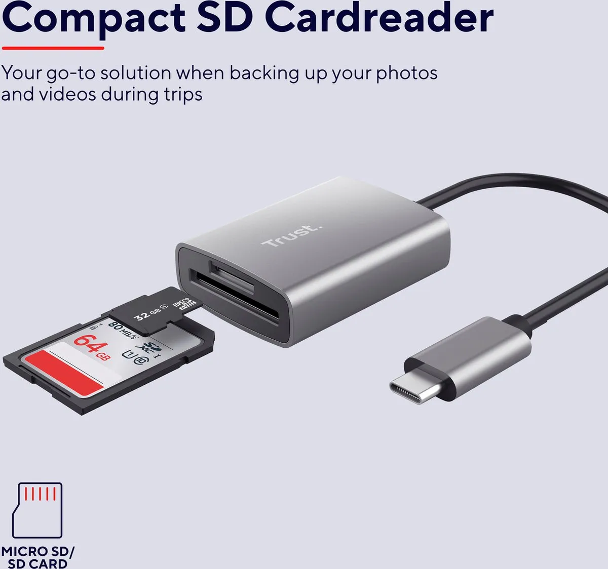 Trust DALYX 24136 USB-C Kaartlezer - SD/microSD