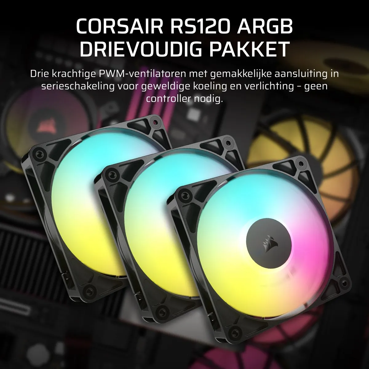 Corsair RS120 ARGB CO-9050181-WW 120mm Ventilator - 3 Stuks - Zwart