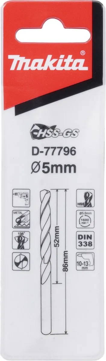 Makita Metaalboormachine HSS-GS 5.0x86mm