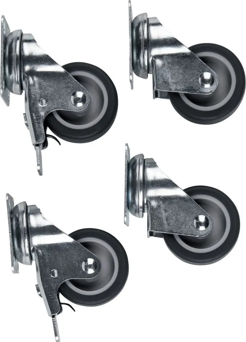 Parkside Transportwielen 360° Draaibaar - Set van 4 - Grijs/Zilver