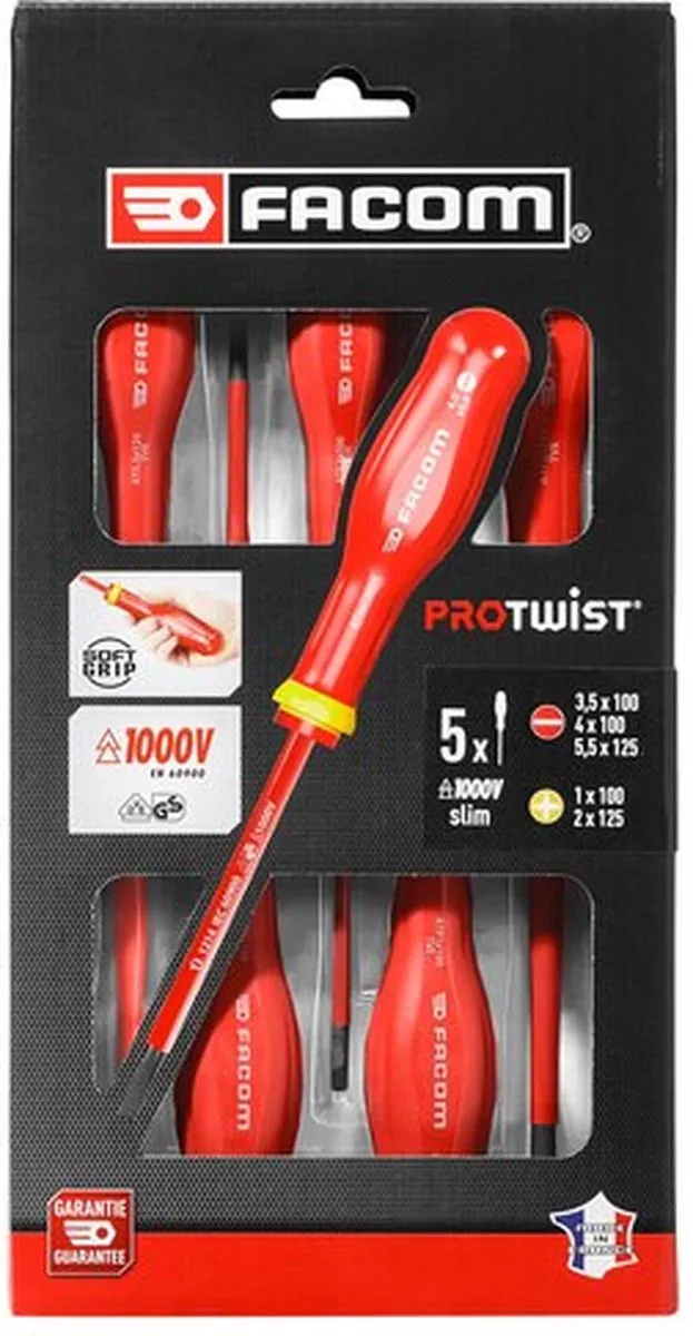 FACOM ATP.J5TVEPB Schroevendraaierset 1000V - 5 Stuks - PH 1/2 & SL 3,5/4/5,5