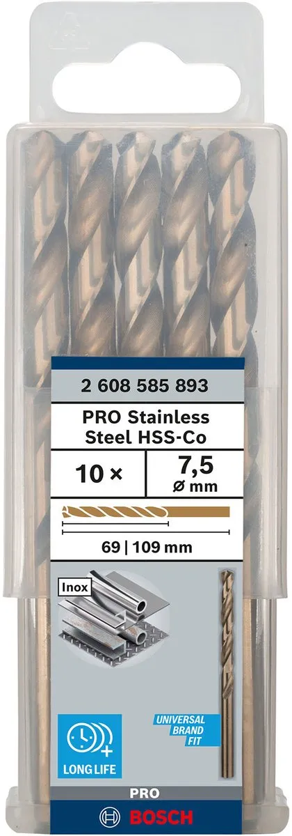 Bosch Professional ST. LINE 7,5mm HSS-CO Boortjes - 10 Stuks
