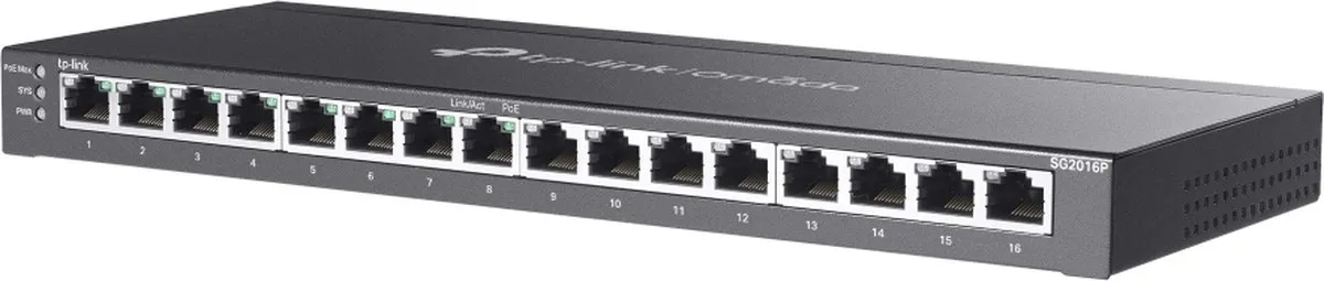 TP-Link TL-SG2016P Netwerkswitch 16 Poorten - 120W PoE - Zwart