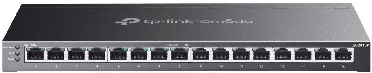TP-Link TL-SG2016P Netwerkswitch 16 Poorten - 120W PoE - Zwart
