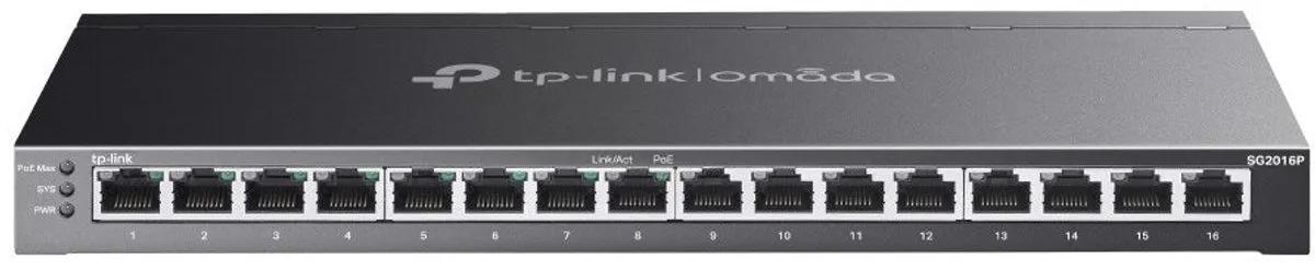 TP-Link TL-SG2016P Netwerkswitch 16 Poorten - 120W PoE - Zwart