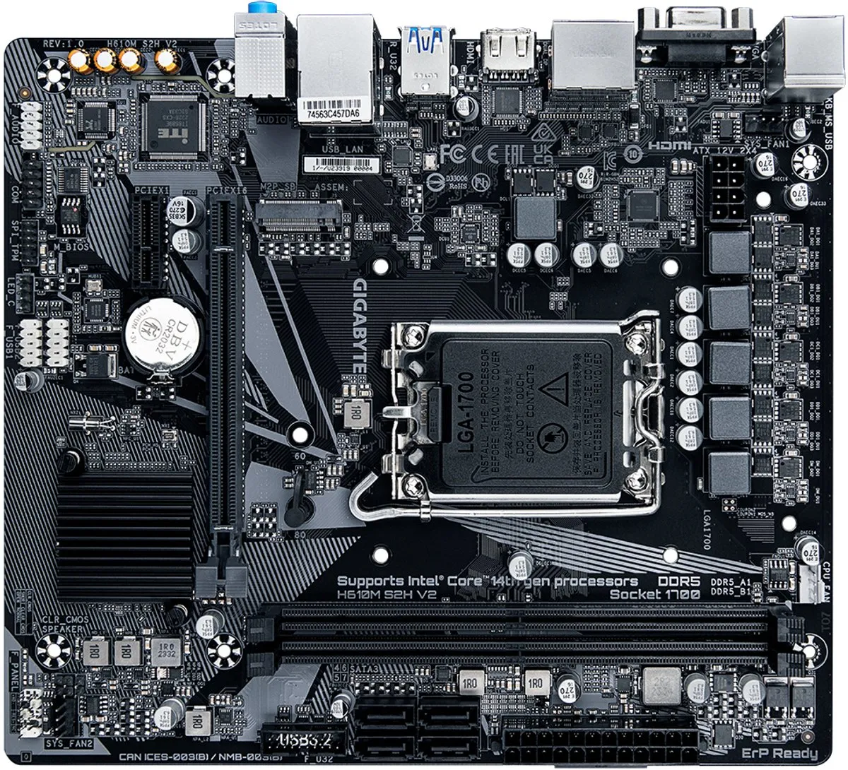 Gigabyte H610M S2H V2 Moederbord - Intel H610 - LGA1700