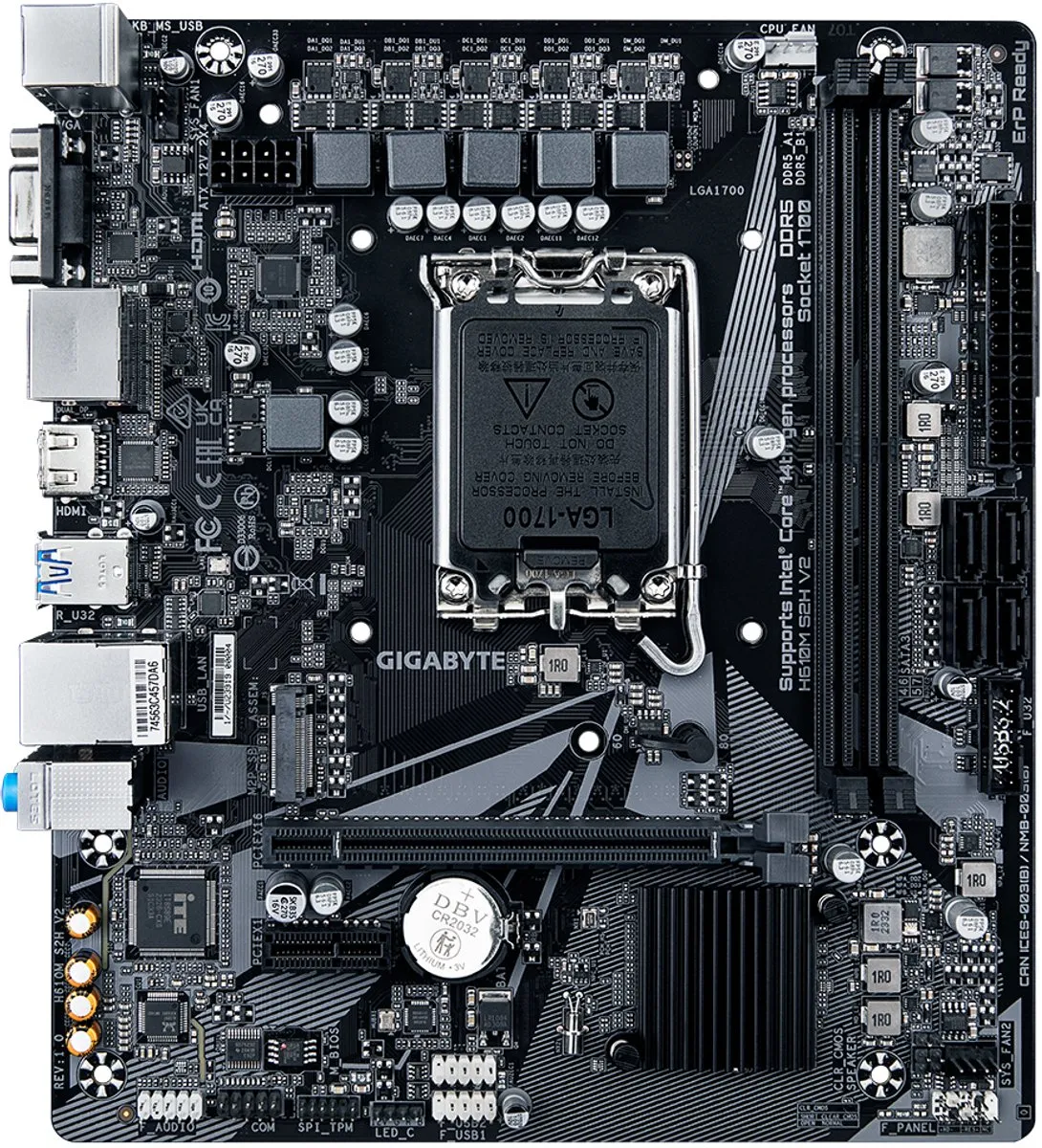 Gigabyte H610M S2H V2 Moederbord - Intel H610 - LGA1700