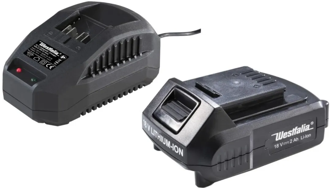 Westfalia 18V Li-ion Accu 2.0Ah A2AH18 + Snellader ALG240